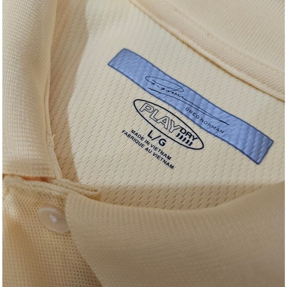 Greg Norman Play Dry Mens Large Yellow Short Sleeve Casual Polo - Picture 1 of 5